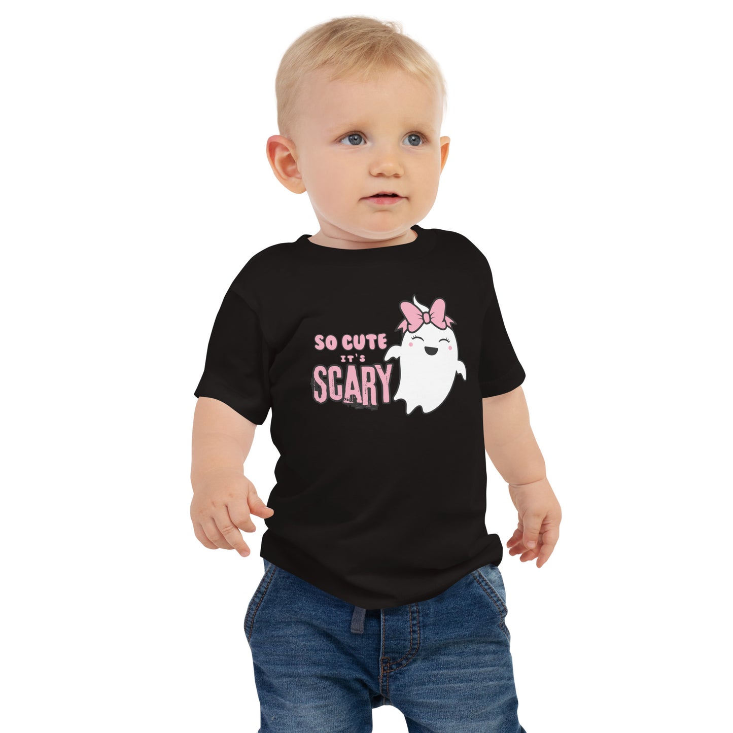 So Cute it's Scary Pink Bow Baby Jersey Short Sleeve Tee