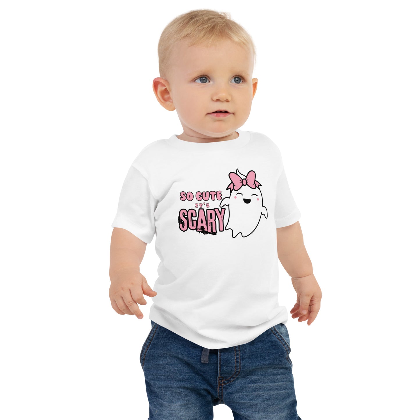 So Cute it's Scary Pink Bow Baby Jersey Short Sleeve Tee