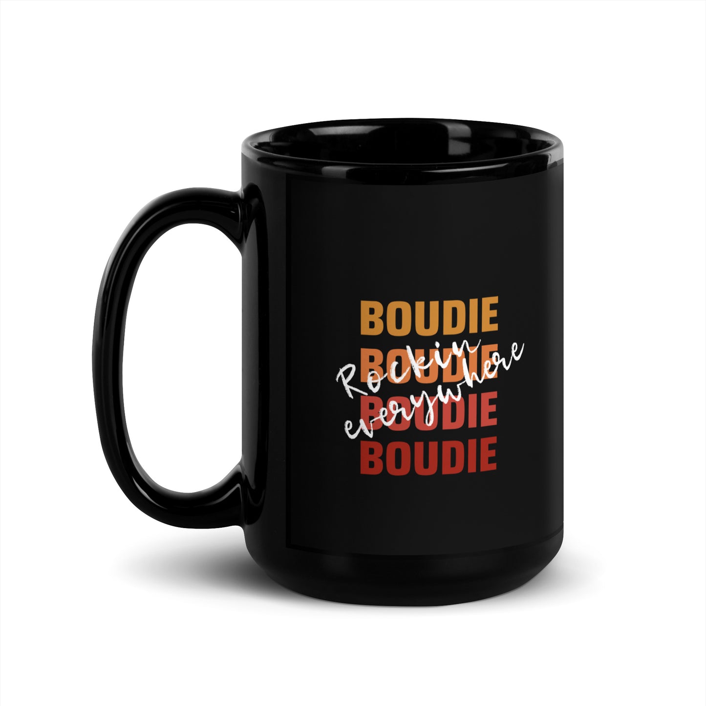 Boudie Rockin' Everywhere Black Glossy Mug