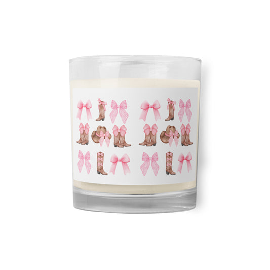 Boots n Bows Glass jar soy wax candle