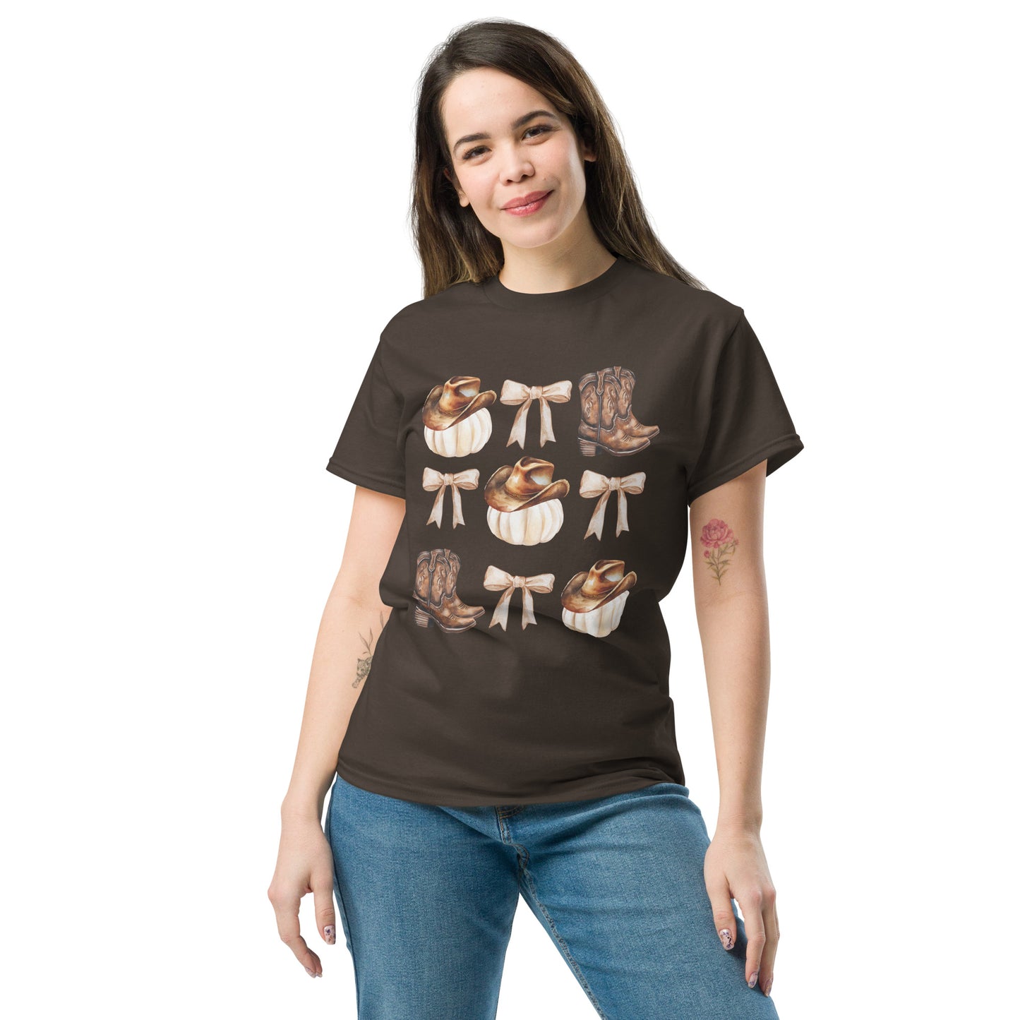 White Pumpkins, Boots-n-Bows Unisex classic tee