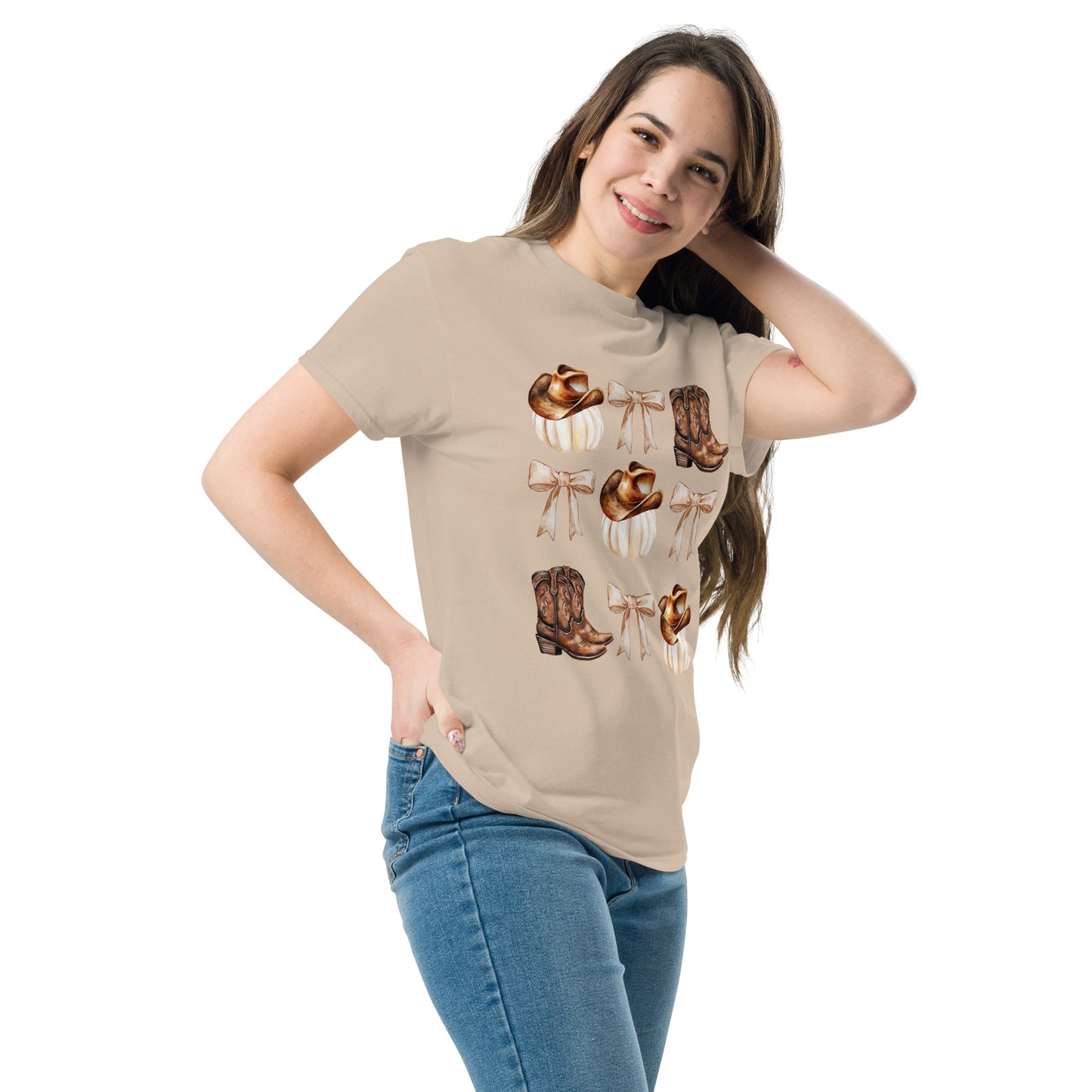 White Pumpkins, Boots-n-Bows Unisex classic tee