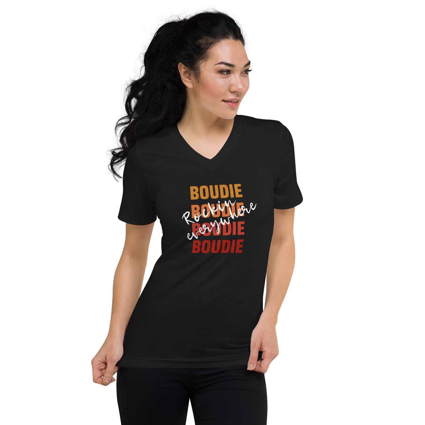 Boudie Rockin' Everywhere Unisex Short Sleeve V-Neck T-Shirt