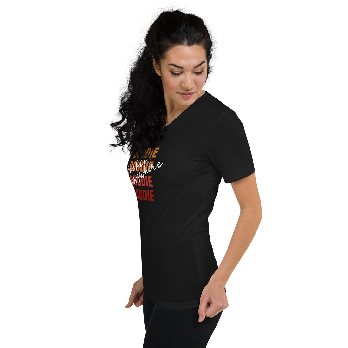 Boudie Rockin' Everywhere Unisex Short Sleeve V-Neck T-Shirt