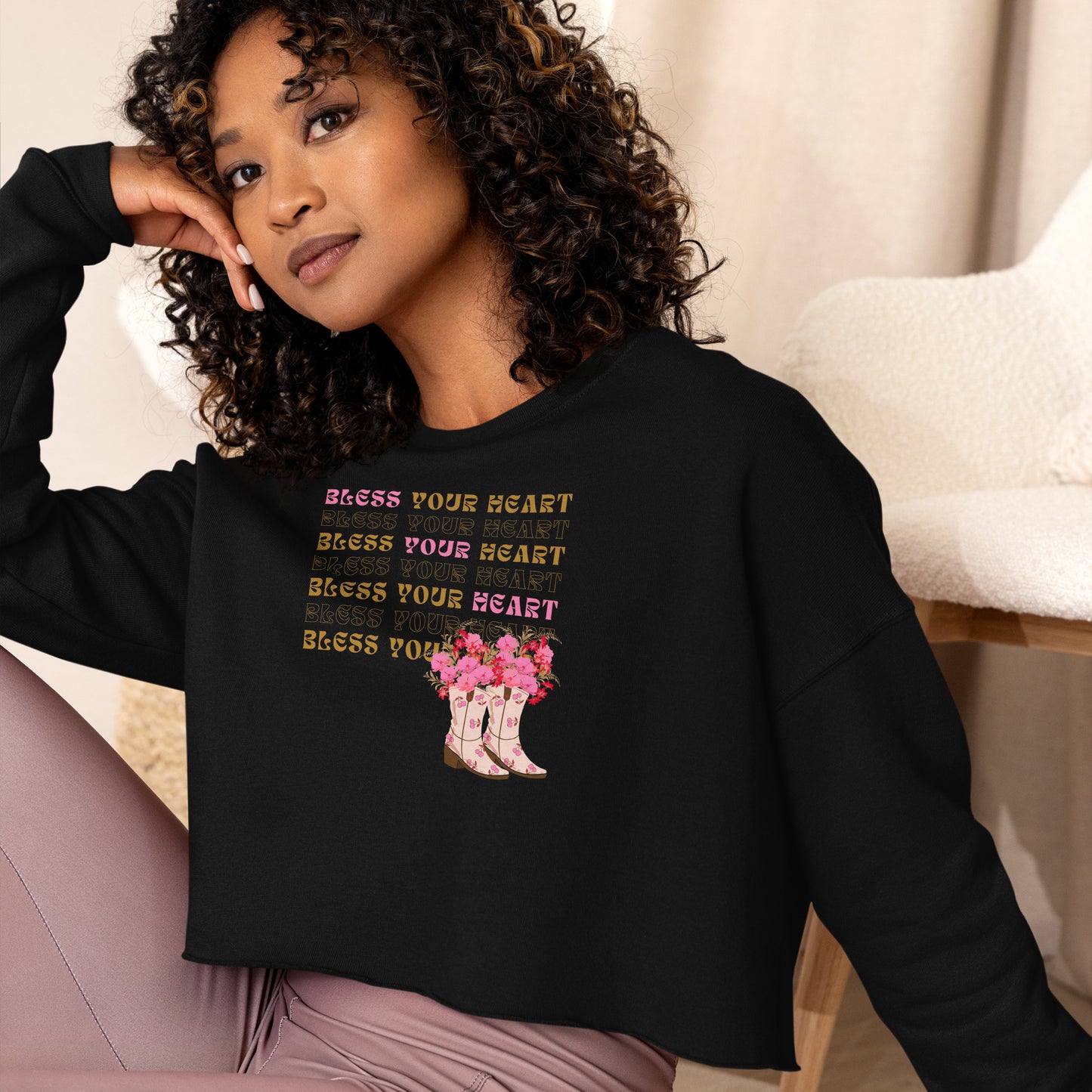 Bless your Heart - Flowers Crop Sweatshirt