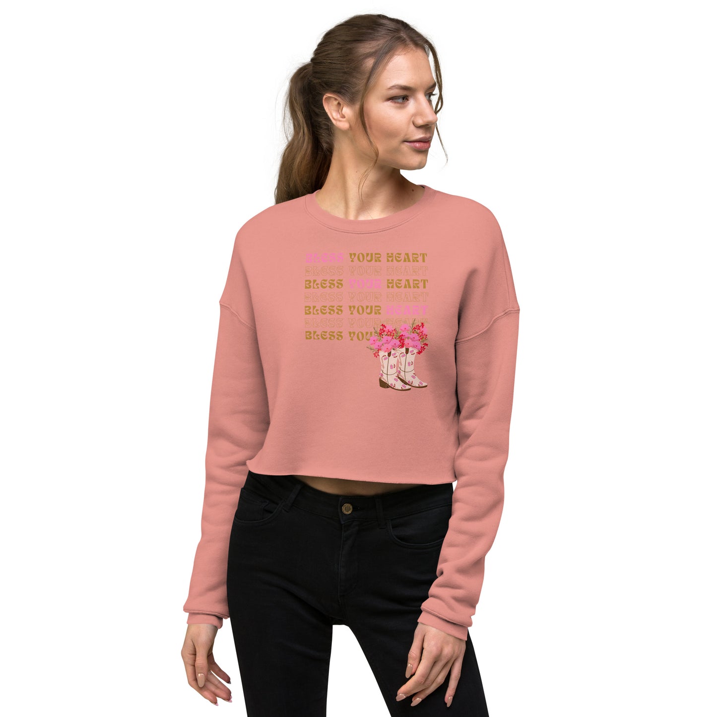 Bless your Heart - Flowers Crop Sweatshirt